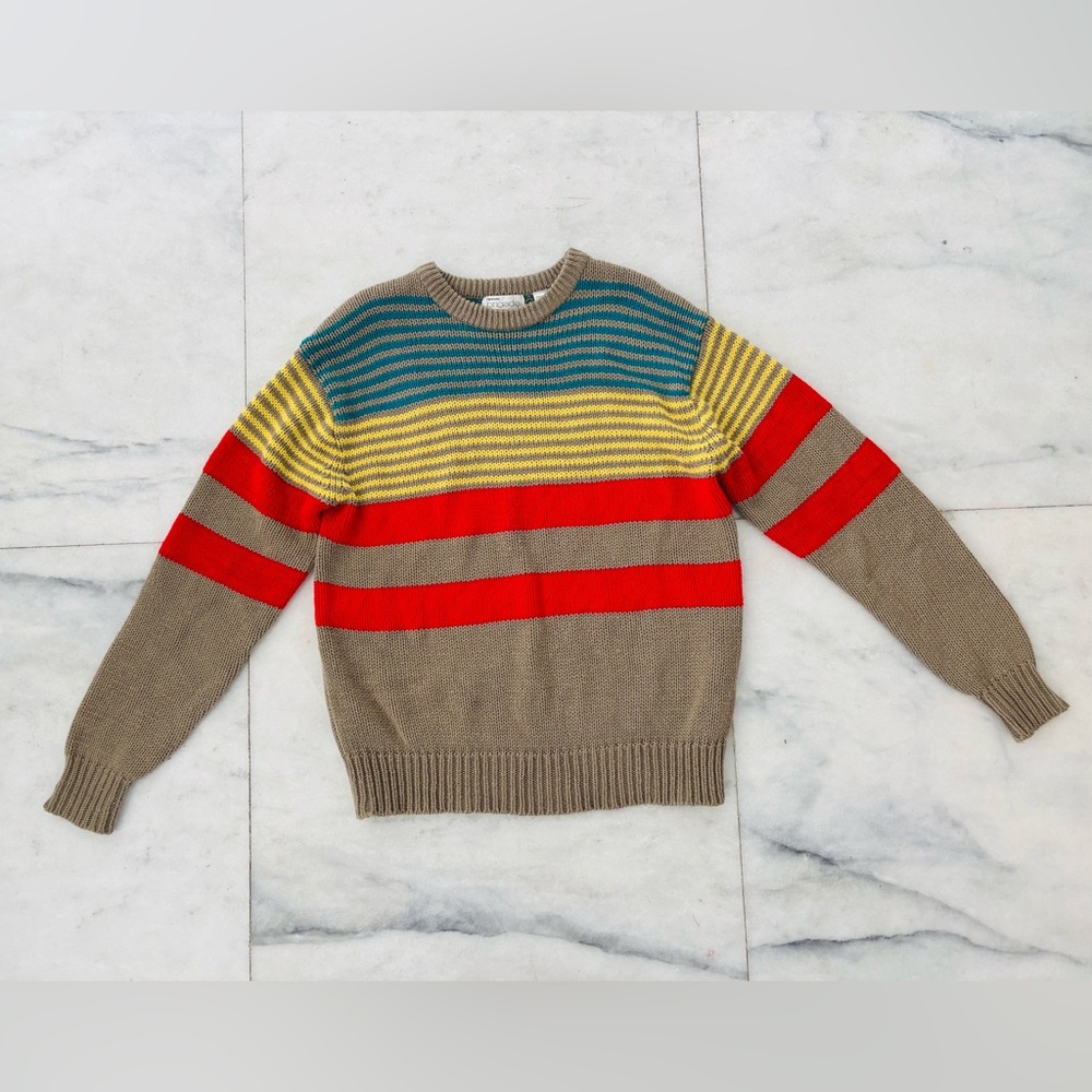 VTG Arrow Brigade Sweater Colorful Stripe Pullover Men XL Camp Professor Grandpa